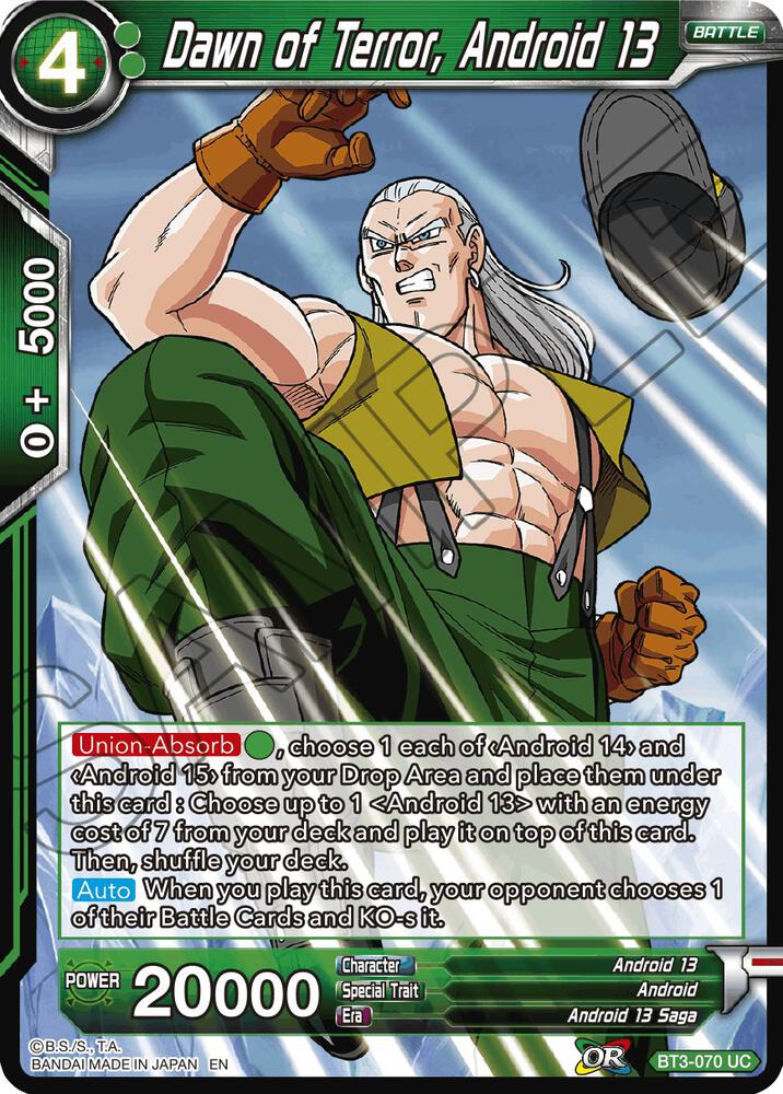 Dawn of Terror, Android 13 (Reprint) BT3-070 card from Battle Evolution Booster
