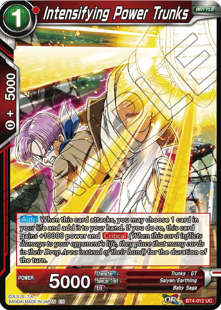 Intensifying Power Trunks (Reprint) BT4-012 card from Battle Evolution Booster