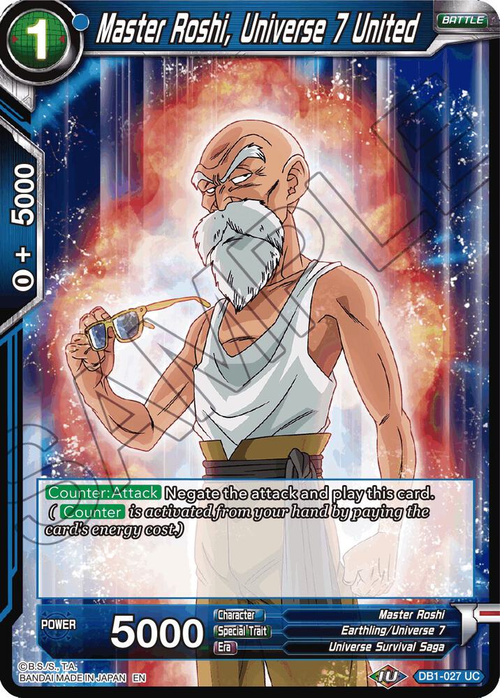 Master Roshi, Universe 7 United (Reprint) DB1-027 card from Battle Evolution Booster