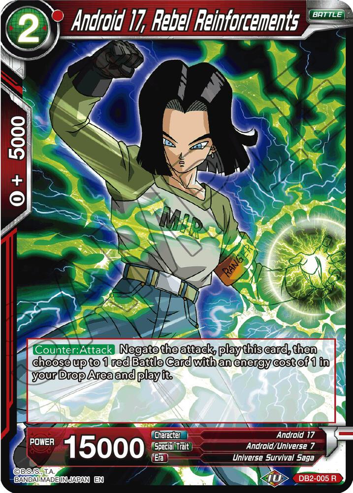Android 17, Rebel Reinforcements (Reprint) DB2-005 card from Battle Evolution Booster