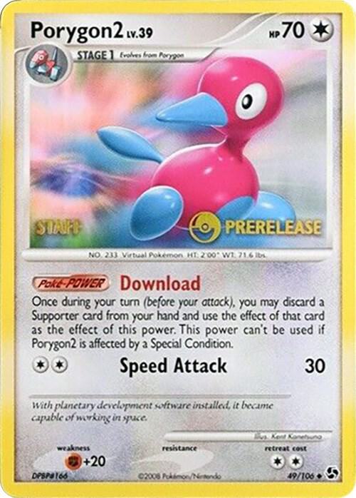 Porygon2 (Prerelease) [Staff] 49/106 card from Diamond and Pearl Promos