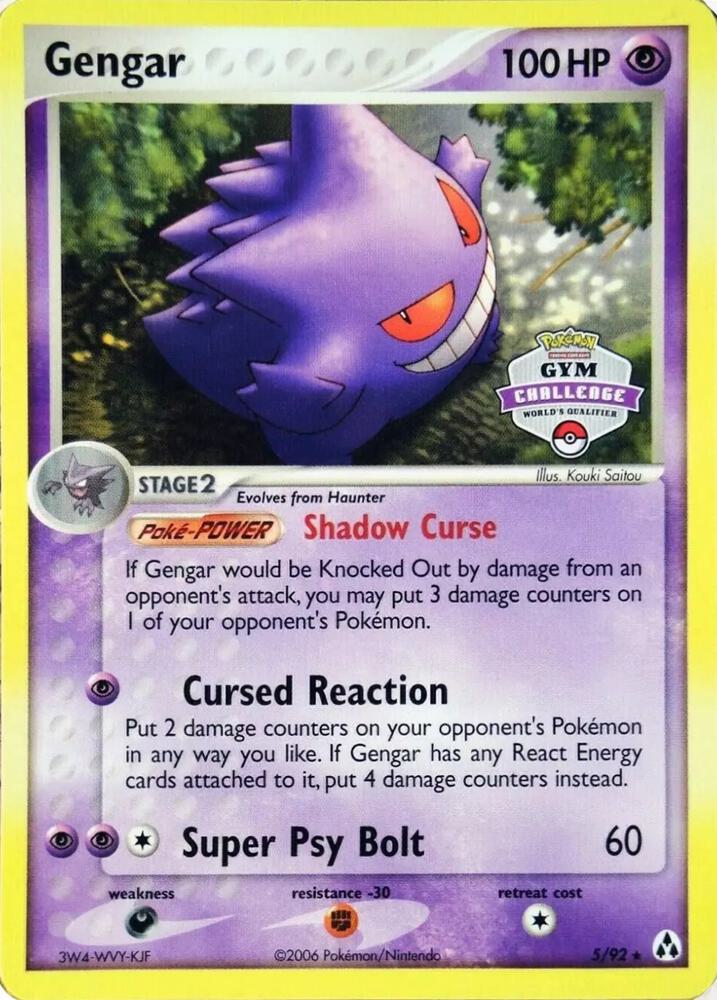 Gengar - 5/92 (Gym Challenge) 005/092 card from League & Championship Cards