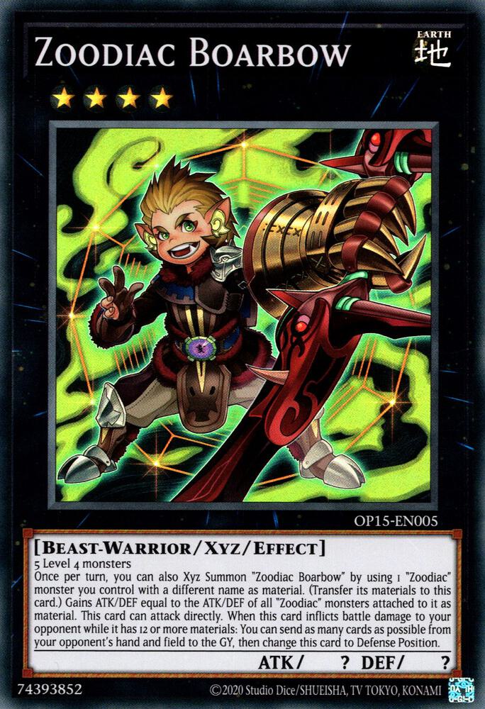 Zoodiac Boarbow OP15-EN005 card from OTS Tournament Pack 15
