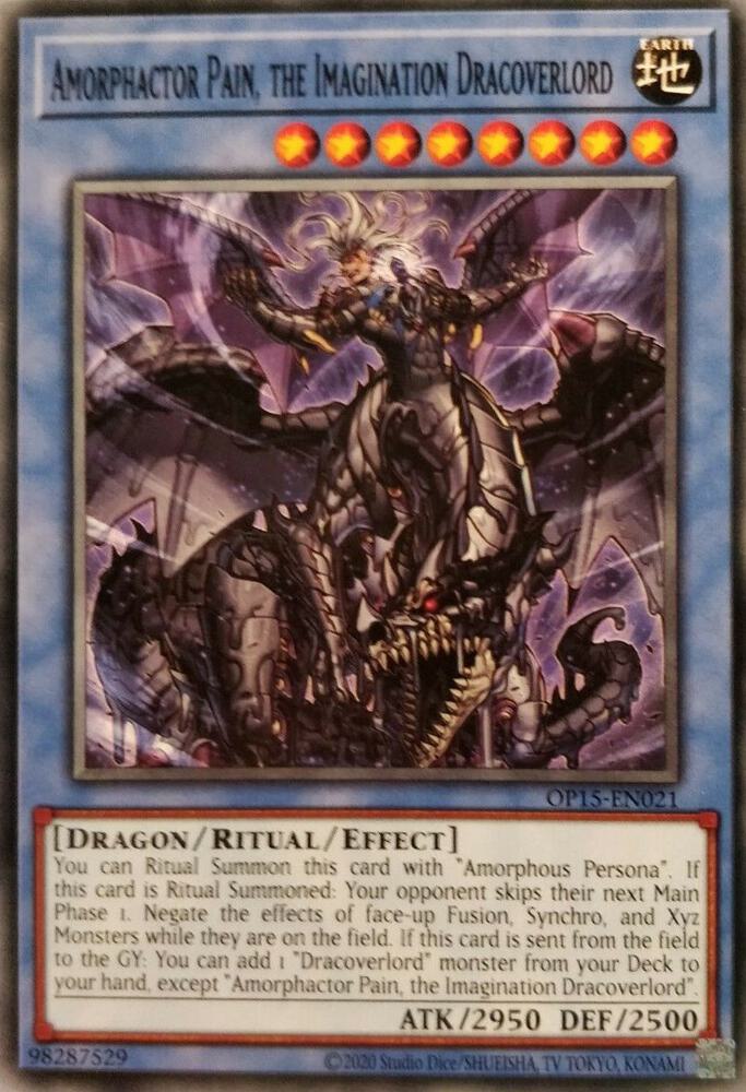 Amorphactor Pain, the Imagination Dracoverlord OP15-EN021 card from OTS Tournament Pack 15