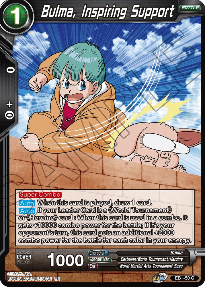 Bulma, Inspiring Support EB1-50 card from Battle Evolution Booster