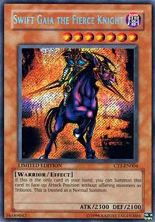 Swift Gaia the Fierce Knight CT1-EN004 card from 2004 Collectors Tin