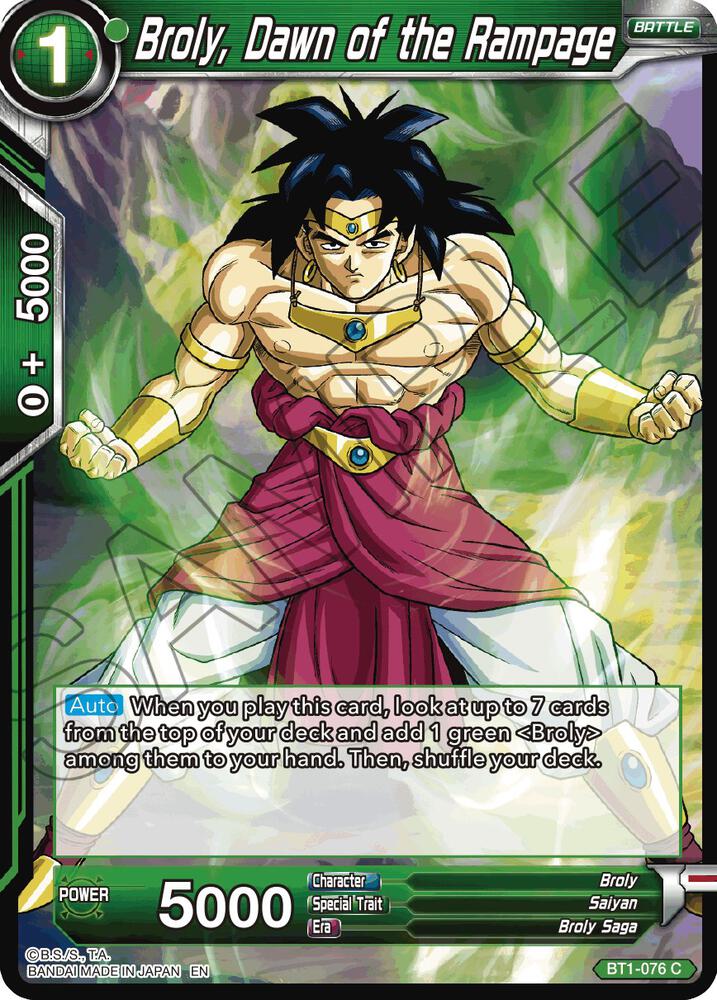 Broly, Dawn of the Rampage (Reprint) BT1-076 card from Battle Evolution Booster