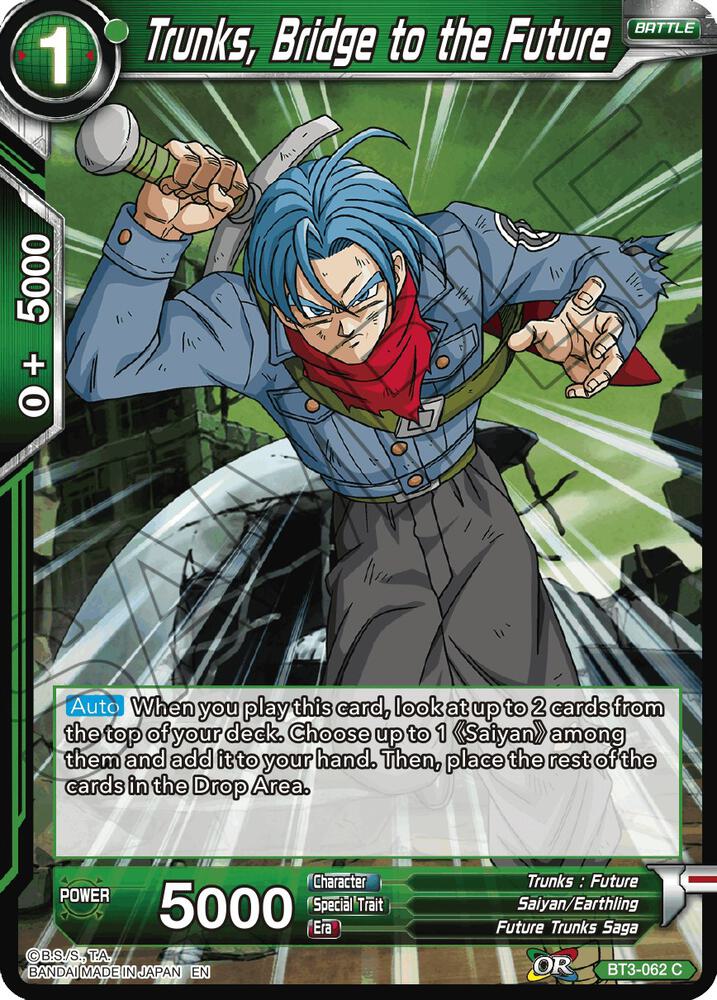 Trunks, Bridge to the Future (Reprint) BT3-062 card from Battle Evolution Booster