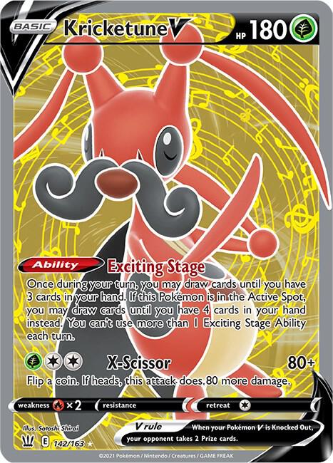 Kricketune V (Full Art) 142/163 card from SWSH05: Battle Styles