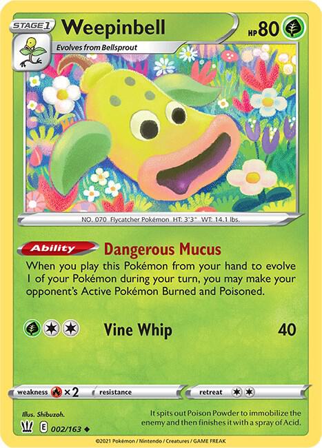 Weepinbell 002/163 card from SWSH05: Battle Styles