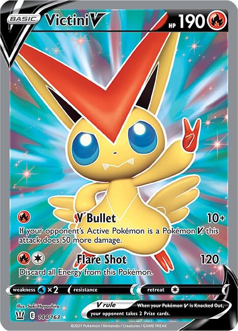 Victini V (Full Art) 144/163 card from SWSH05: Battle Styles