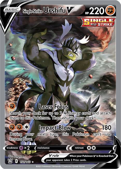 Single Strike Urshifu V (Alternate Full Art) 151/163 card from SWSH05: Battle Styles
