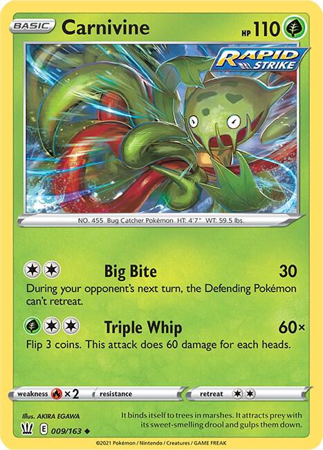 Carnivine 009/163 card from SWSH05: Battle Styles