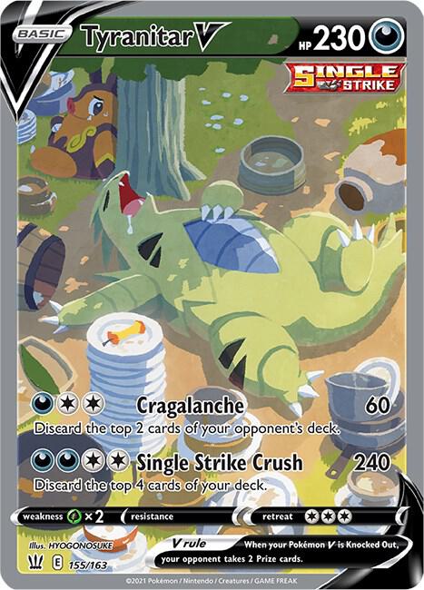 Tyranitar V (Alternate Full Art) 155/163 card from SWSH05: Battle Styles