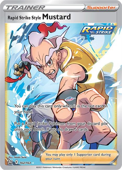Rapid Strike Style Mustard (Full Art) 162/163 card from SWSH05: Battle Styles