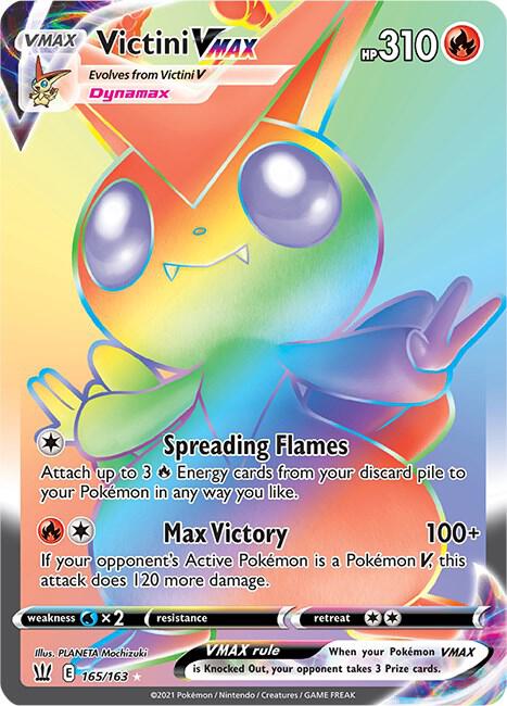Victini VMAX (Secret) 165/163 card from SWSH05: Battle Styles