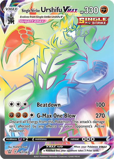 Single Strike Urshifu VMAX (Secret) 167/163 card from SWSH05: Battle Styles