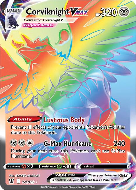 Corviknight VMAX (Secret) 171/163 card from SWSH05: Battle Styles