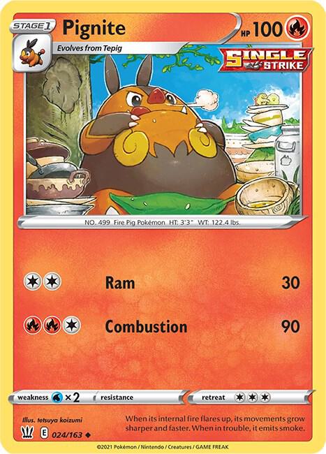 Pignite 024/163 card from SWSH05: Battle Styles