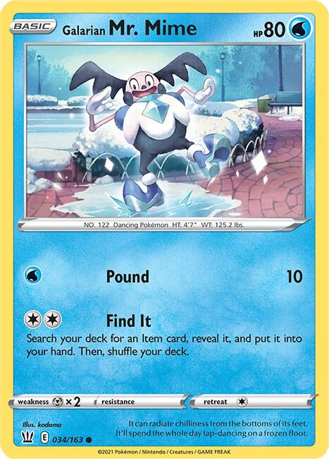 Galarian Mr. Mime 034/163 card from SWSH05: Battle Styles