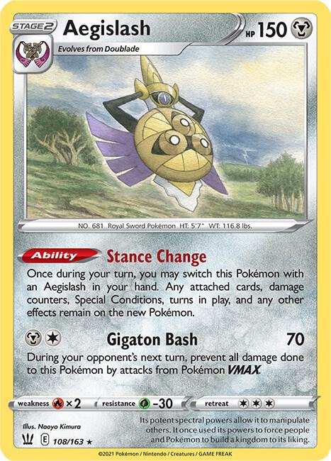 Aegislash (108) 108/163 card from SWSH05: Battle Styles