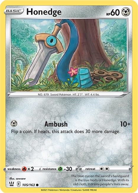 Honedge 105/163 card from SWSH05: Battle Styles