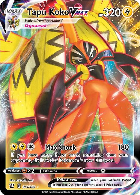 Tapu Koko VMAX 051/163 card from SWSH05: Battle Styles