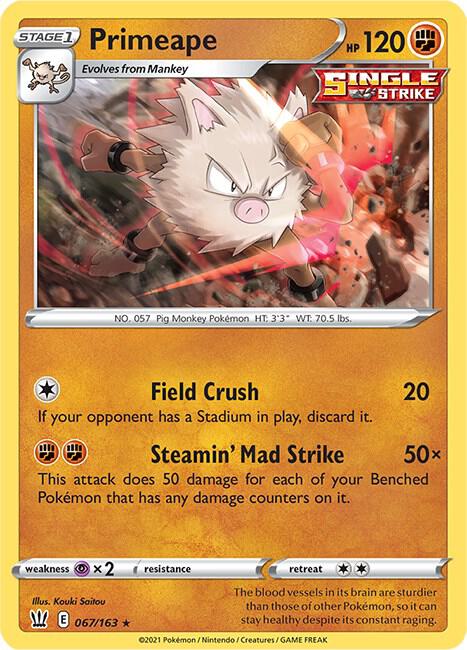 Primeape 067/163 card from SWSH05: Battle Styles