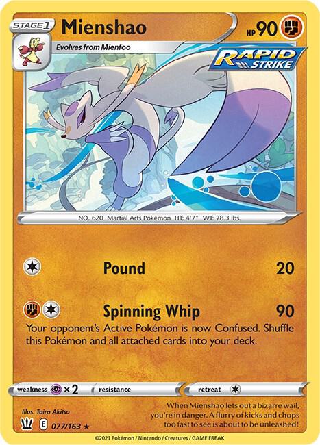 Mienshao 077/163 card from SWSH05: Battle Styles