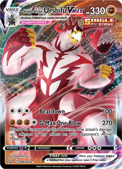 Single Strike Urshifu VMAX 086/163 card from SWSH05: Battle Styles