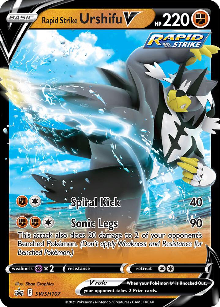 Rapid Strike Urshifu V SWSH107 card from SWSH: Sword & Shield Promo Cards