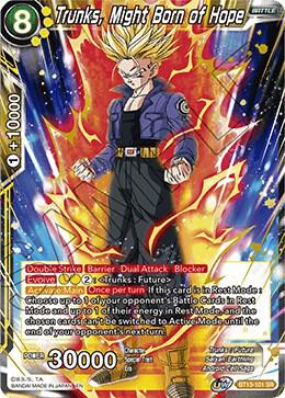 Trunks, Might Born of Hope BT13-101 card from Supreme Rivalry