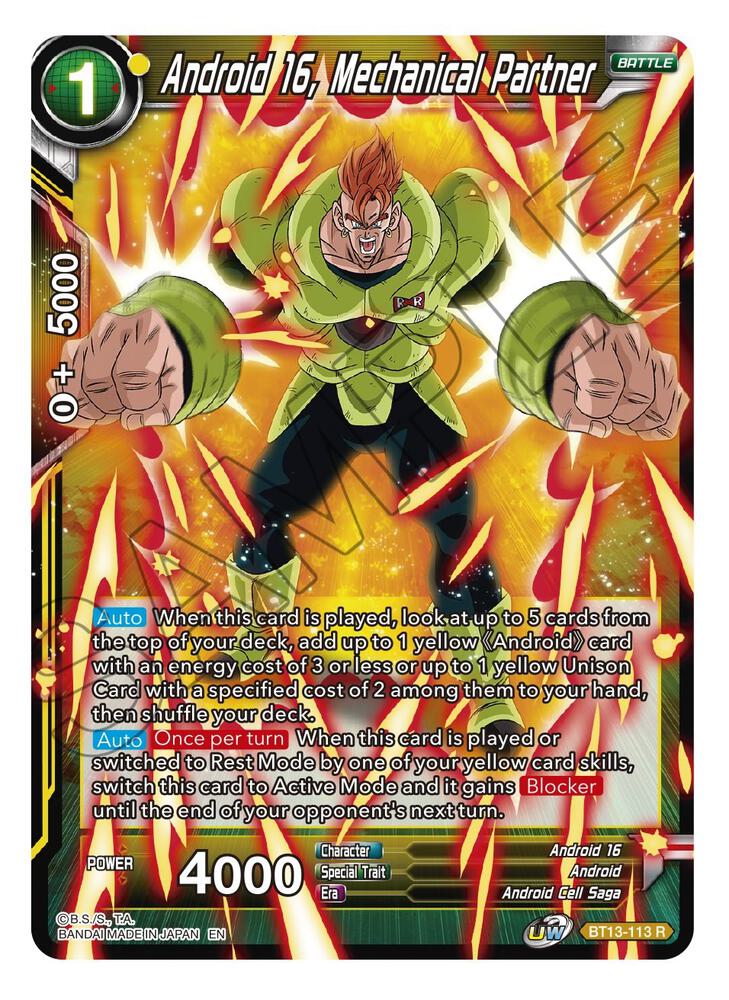 Android 16, Mechanical Partner BT13-113 card from Supreme Rivalry