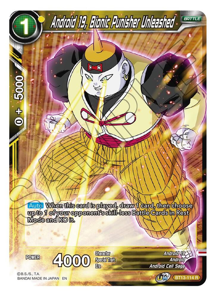 Android 19, Bionic Punisher Unleashed BT13-114 card from Supreme Rivalry
