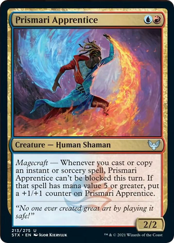 Prismari Apprentice 213 card from Strixhaven: School of Mages