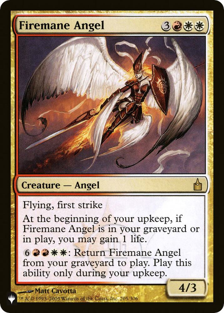 Firemane Angel 205/306 card from The List Reprints