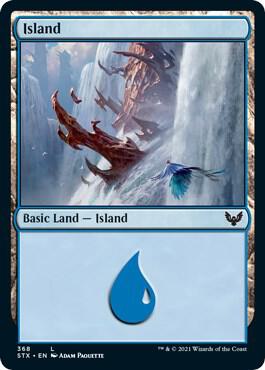 Island 368 card from Strixhaven: School of Mages