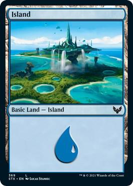 Island 369 card from Strixhaven: School of Mages