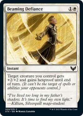 Beaming Defiance 9 card from Strixhaven: School of Mages