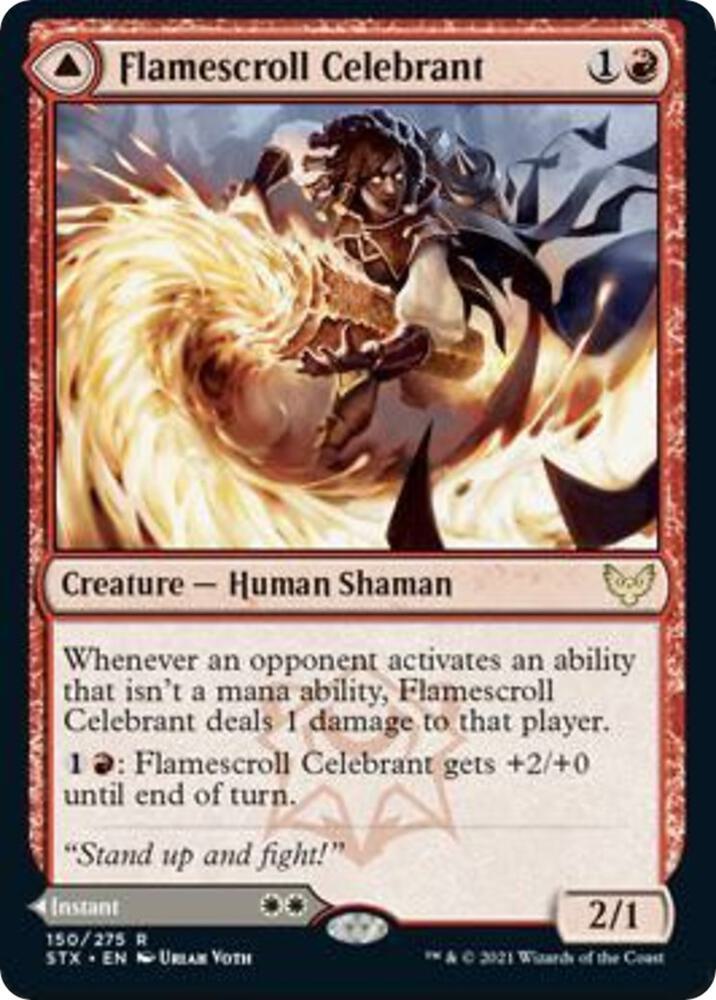 Flamescroll Celebrant 150 card from Strixhaven: School of Mages