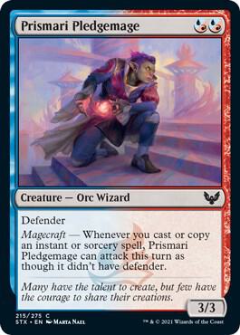 Prismari Pledgemage 215 card from Strixhaven: School of Mages