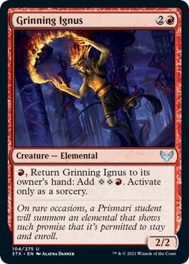 Grinning Ignus 104 card from Strixhaven: School of Mages