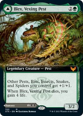 Blex, Vexing Pest (Extended Art) 322 card from Strixhaven: School of Mages