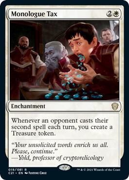 Monologue Tax 19 card from Commander 2021