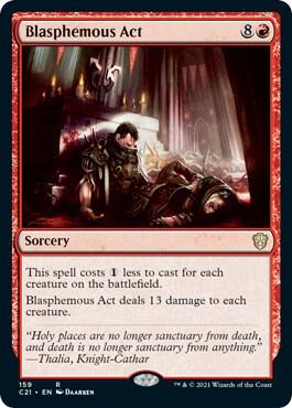 Blasphemous Act 159 card from Commander 2021