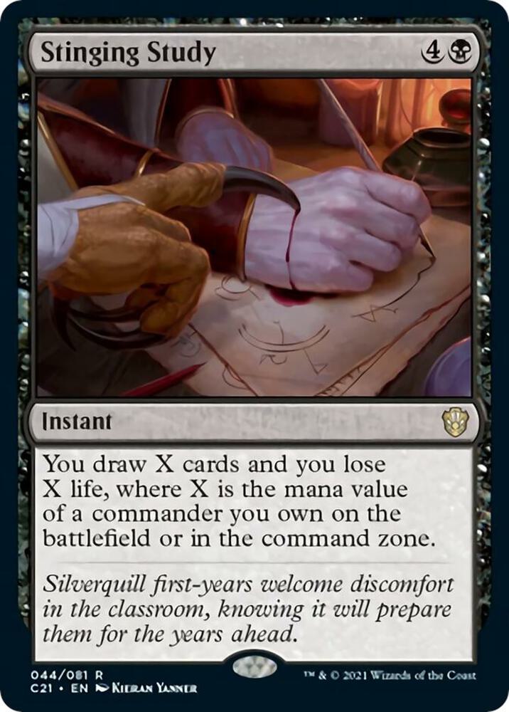 Stinging Study 44 card from Commander 2021