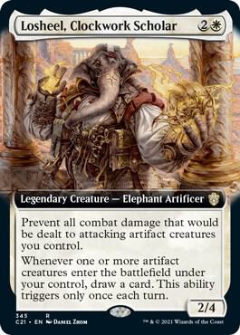 Losheel, Clockwork Scholar (Extended Art) 345 card from Commander 2021