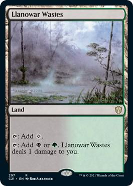 Llanowar Wastes 297 card from Commander 2021