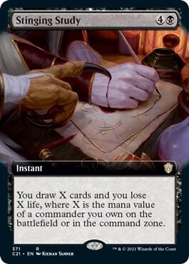 Stinging Study (Extended Art) 371 card from Commander 2021