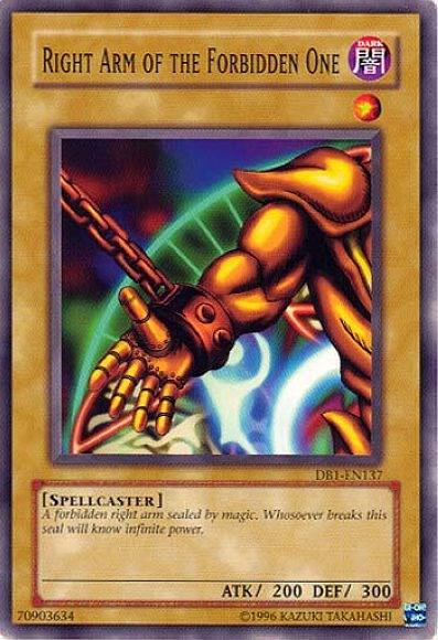Right Arm of the Forbidden One DB1-EN137 card from Dark Beginning 1